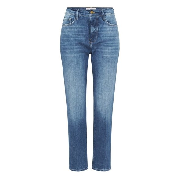 FRAME Le Sylvie Crop Jeans Size 25 Waist Marlin Wash High Rise Straight LSYC415 - Picture 1 of 10